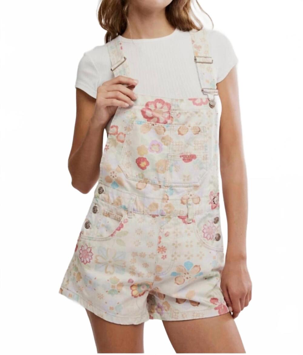NEW FREE PEOPLE ziggy printed shortall in sun drenched combo